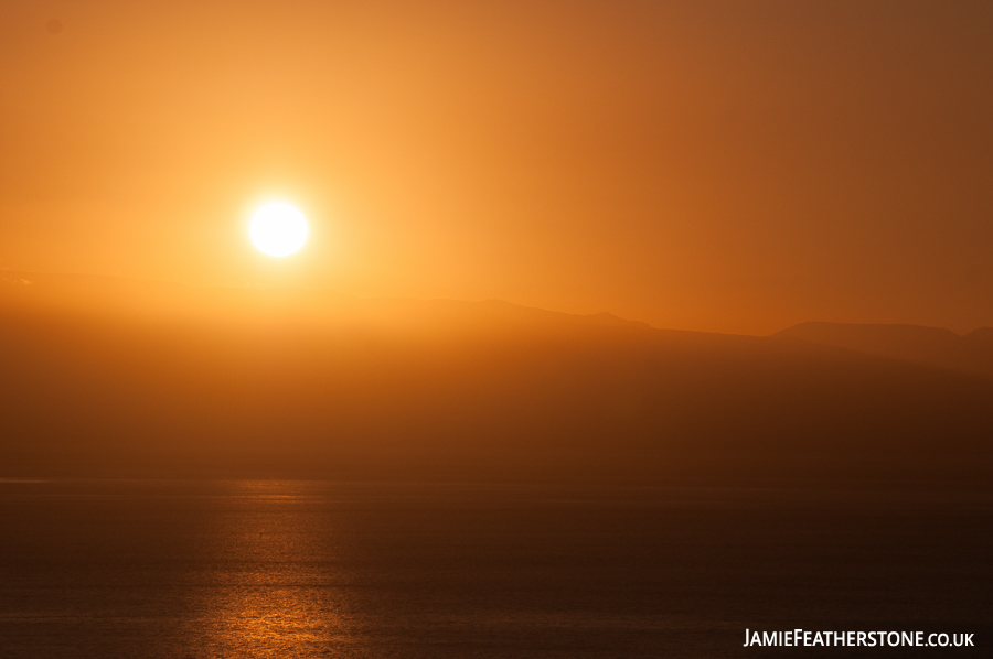 Sunrise over Calabria. Taormina, Sicily