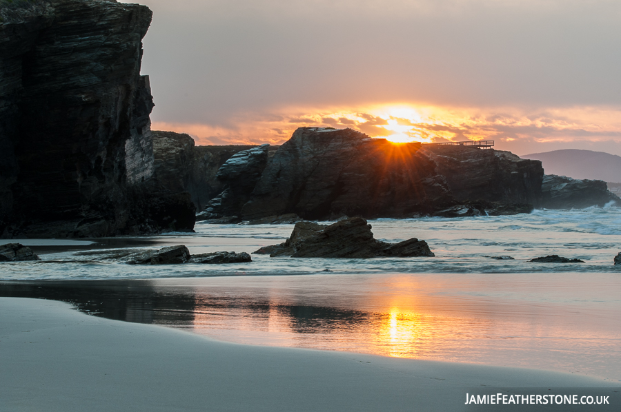 Sunset at the Cathedrals. Playa de las Catedrales, Galicia