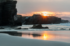 Sunset at the Cathedrals. Playa de las Catedrales