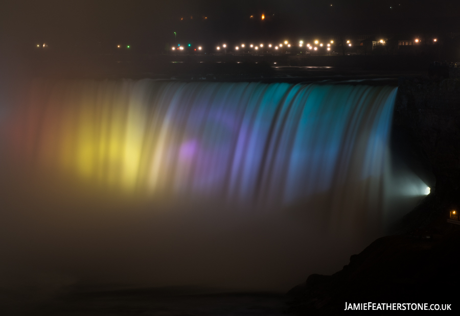 Horseshoe Falls Illuminations. Niagara Falls, Ontario